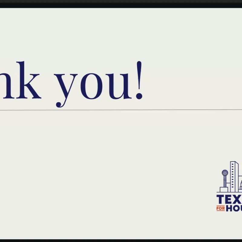 North Texas Housing Call with speakers: Felicity Maxwell (Texans For Housing), Ben Martin (Texas Housers), Nathaniel Barrett and Brandon Palanker (on behalf of Dallas Housing Coalition). Also in the image are Alexis Kosloski & Jenny Singh from Texans for Housing.